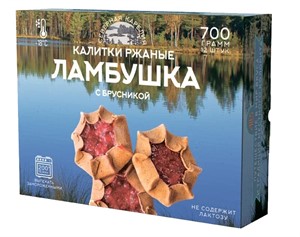 Калитки с брусникой Karjalan в картонной упаковке 700 г(12шт )